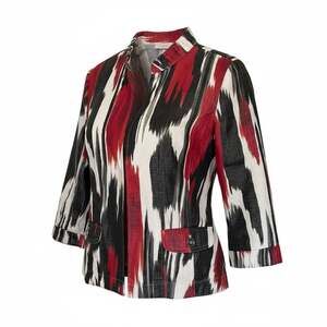 Womens Chicos Linen Blazer Jacket Metallic Shimmer Red Black White Size 0 S